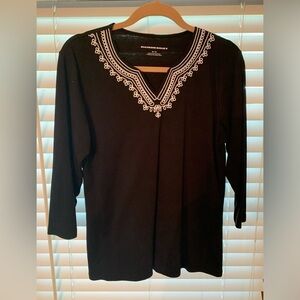 Allison Daley  Black Top with Embroidered Details Size PM//M